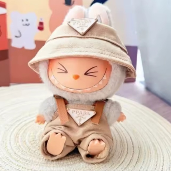 Labubu Tan Prada Outfit + Blue Crocs with Charms - doll not included - Picture 1 of 2